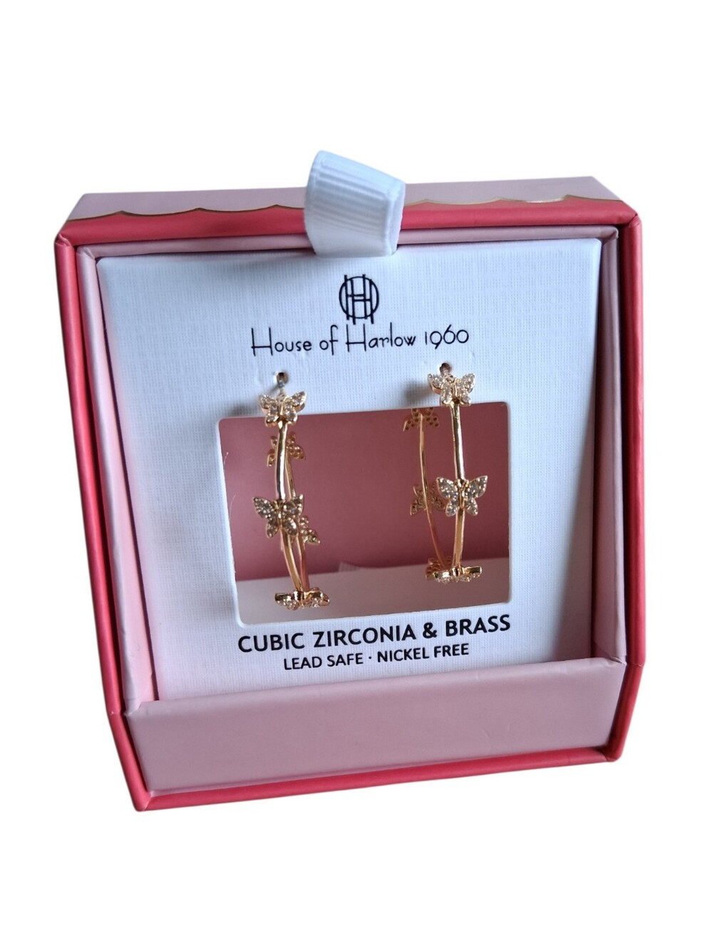 NWT House Of Harlow Butterfly Gold Tone Hoops